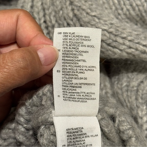 & Other Stories XS Gray Wool Alpaca Blend Chunky Open Knit Pullover Sweater - Picture 5 of 8